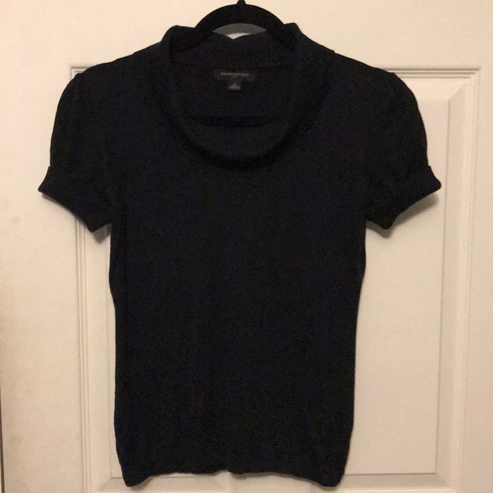Black short sleeved dress shirt